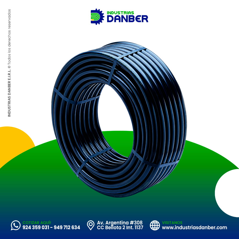 Manguera HDPE negro rollo de 100 metros clase 8 - PN8