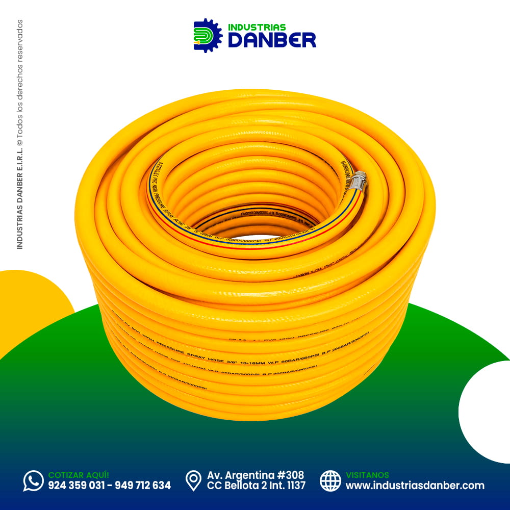 Manguera fumigación amarilla doble lona 750 PSI Coreana