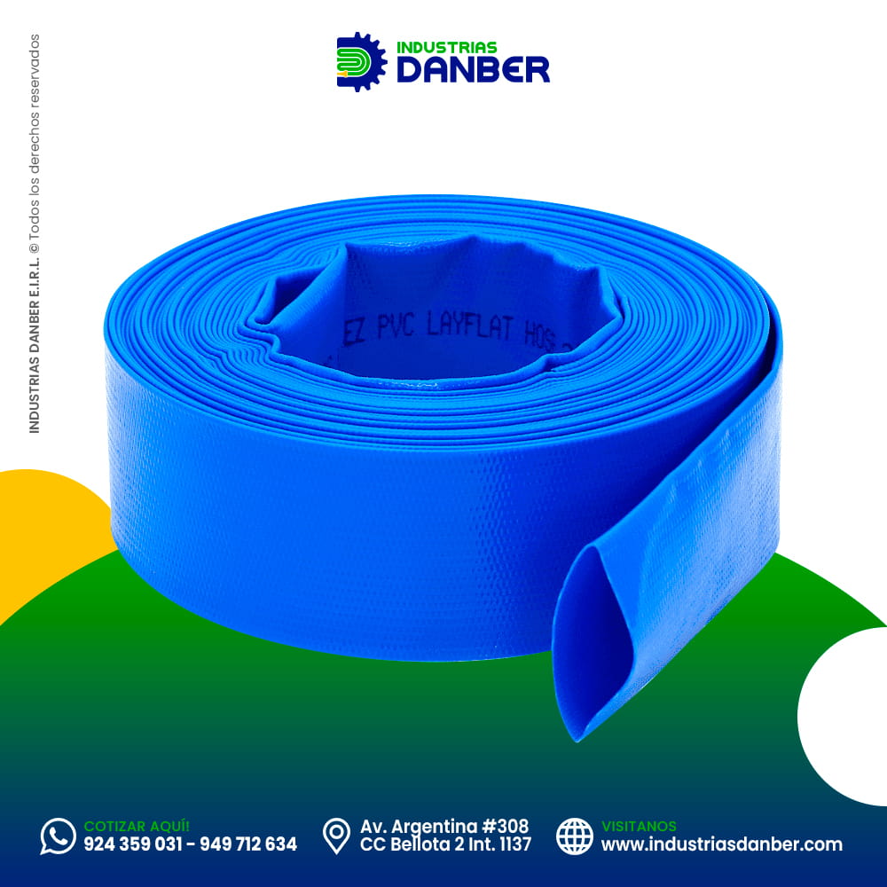 Manguera plana pvc tipo Bombero Layflat azul