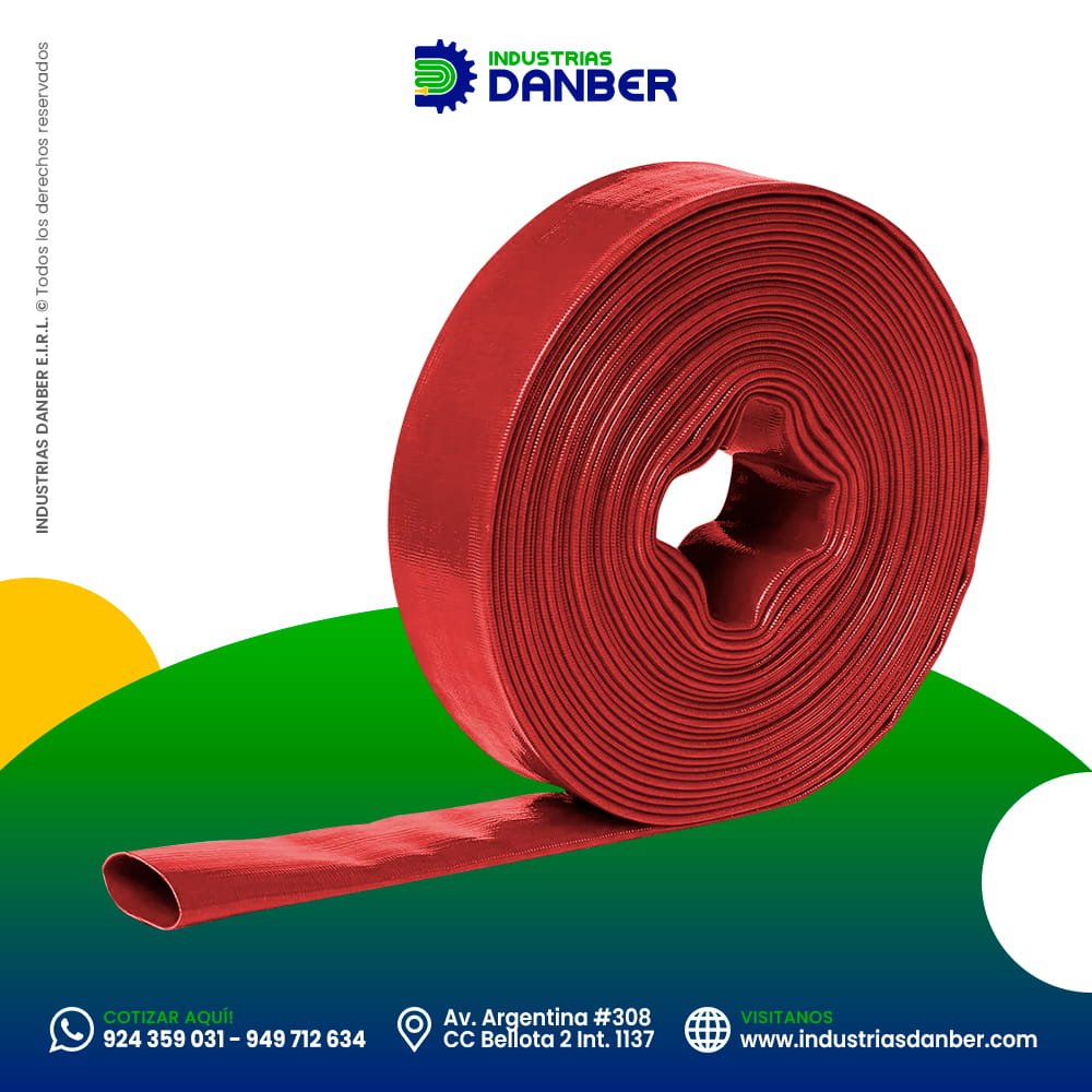 Manguera plana pvc tipo Bombero Layflat rojo